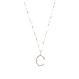 DIAMOND GUILD Gold/C Made In India 14kt Gold Diamond Initial Pendant Necklace